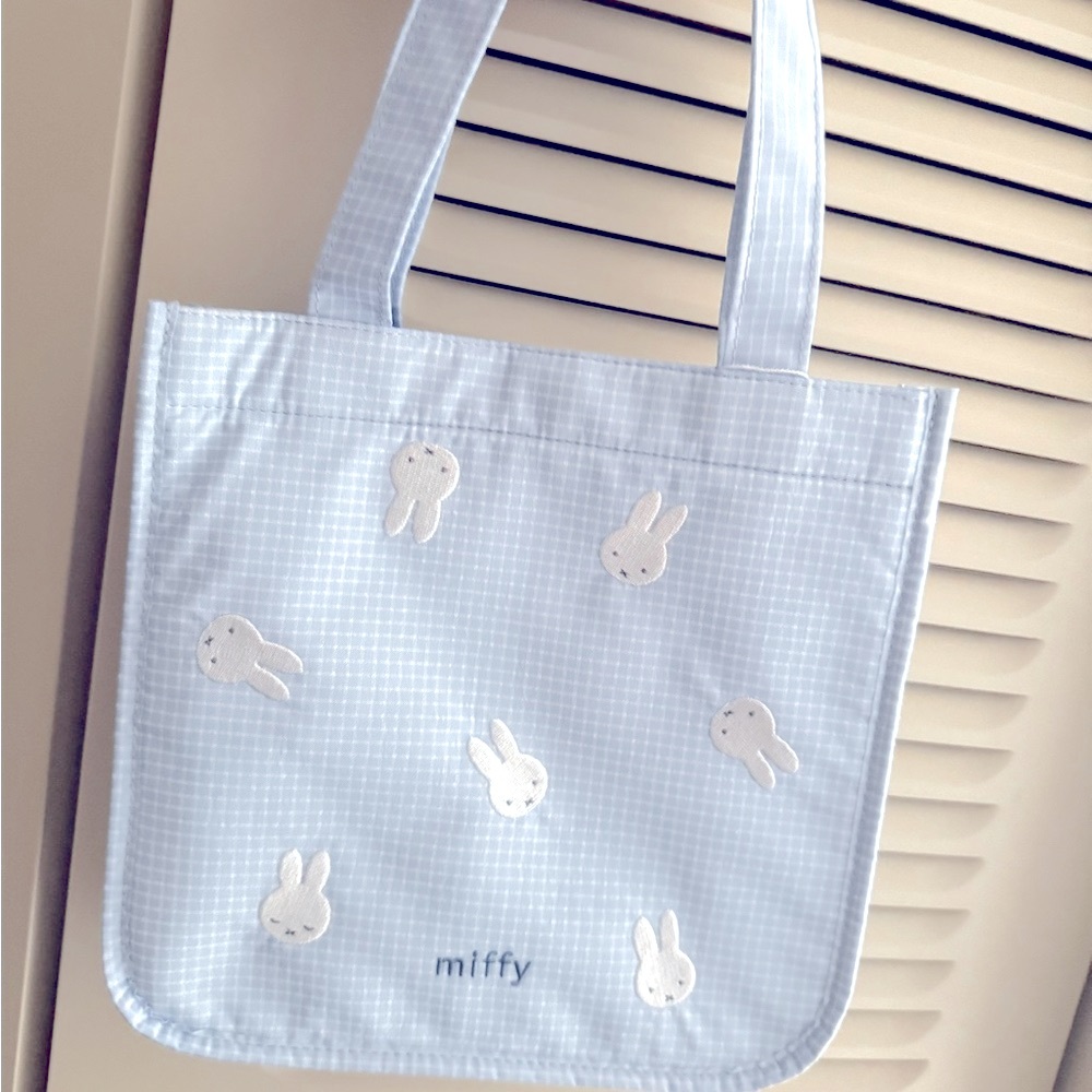 Rare Miffy Blue Checkered Tote Bag